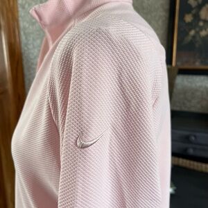 Nike Dri Fit Women's Soft Pink Quarter-Zip Long Sleeve Tee